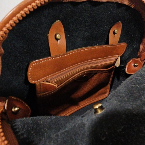 Dooney Bourke Vintage Satchel Dome Bag Navy Blue Pebble Grain Leather Purse Tote - Picture 4 of 16